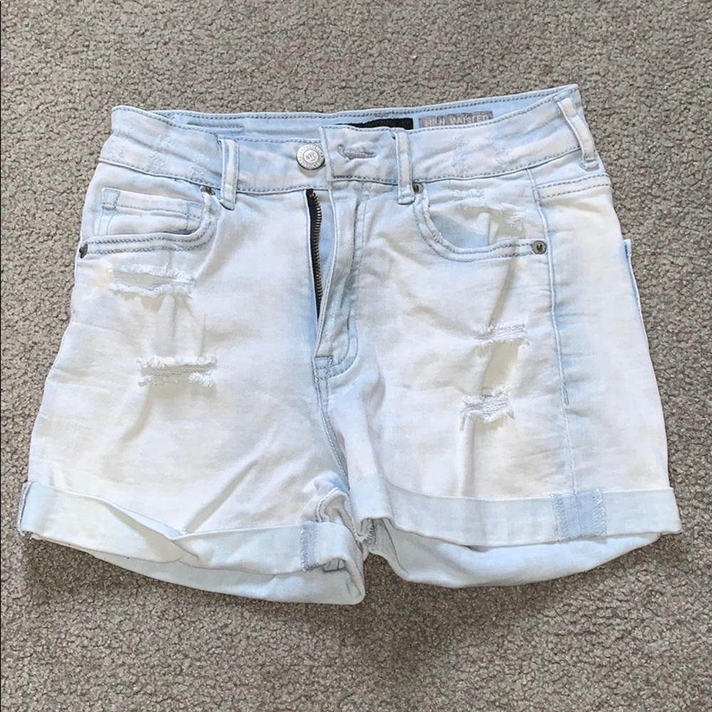 high waisted midi jean shorts
